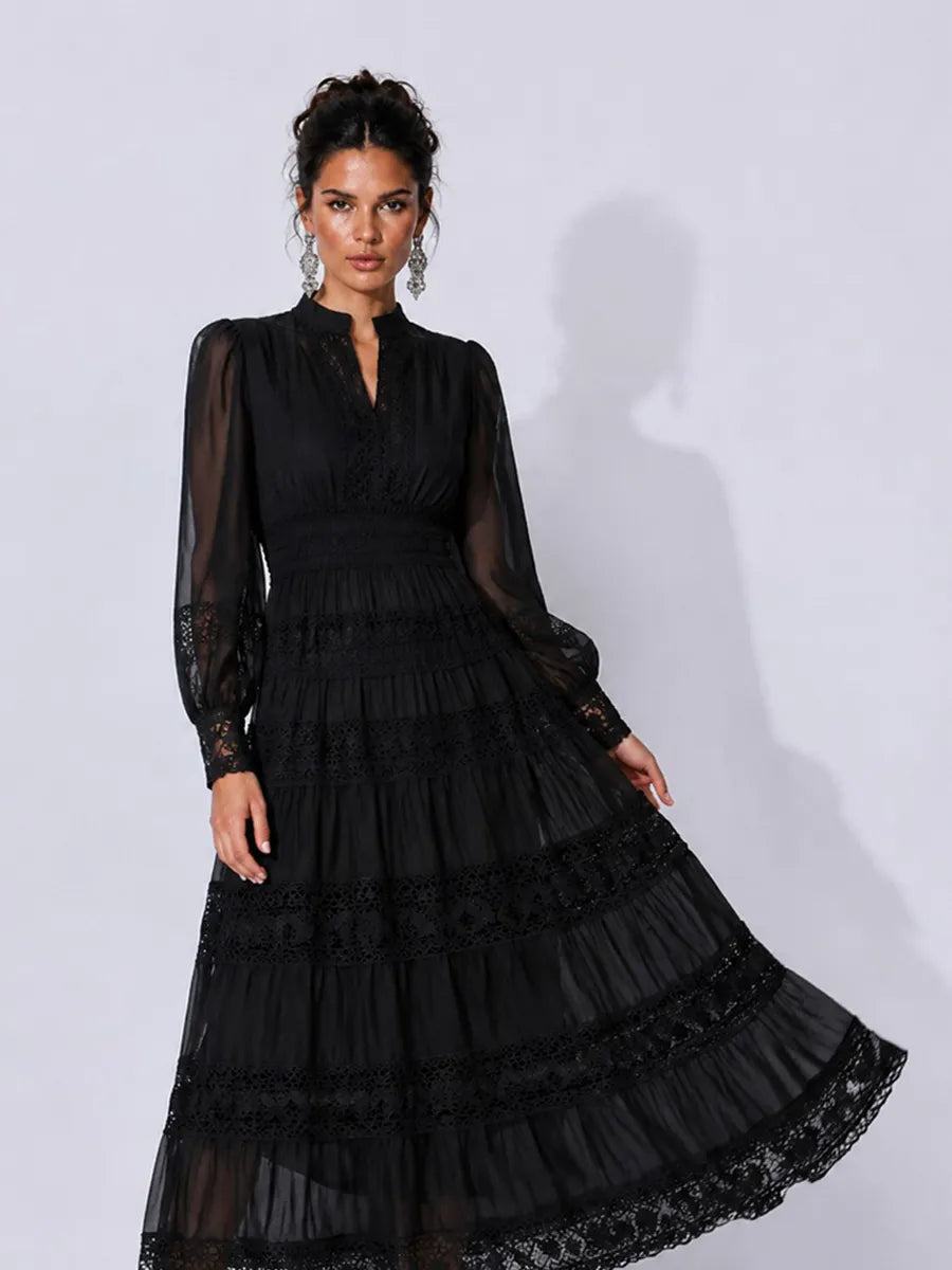 Celeste Elegant Cut-Out Panel Maxi Dress