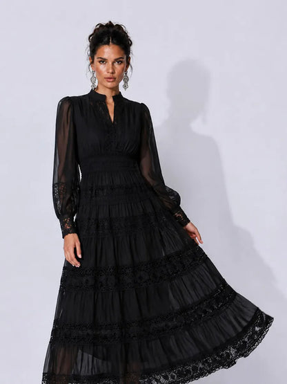 Celeste Elegant Cut-Out Panel Maxi Dress