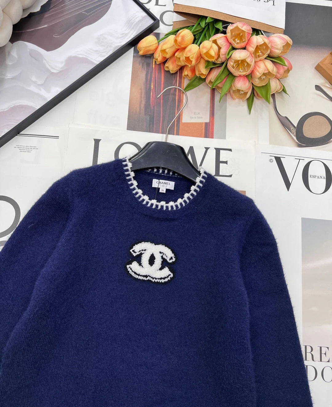 CC 26 Knit Sweater Navy Blue Wool Cashmere 785142