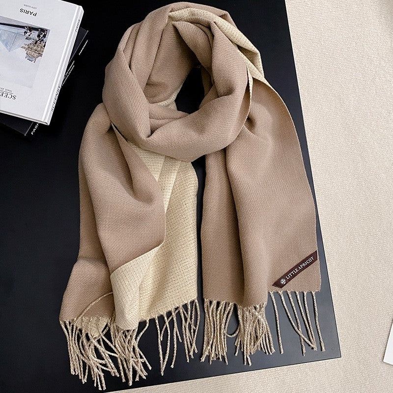 Fashionable And Versatile Color Blocking Imitation Cashmere Scarf
