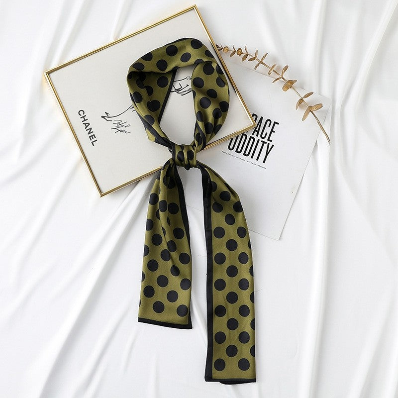 Long Printed Imitation Silk Tied Scarf
