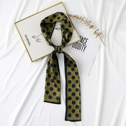 Long Printed Imitation Silk Tied Scarf