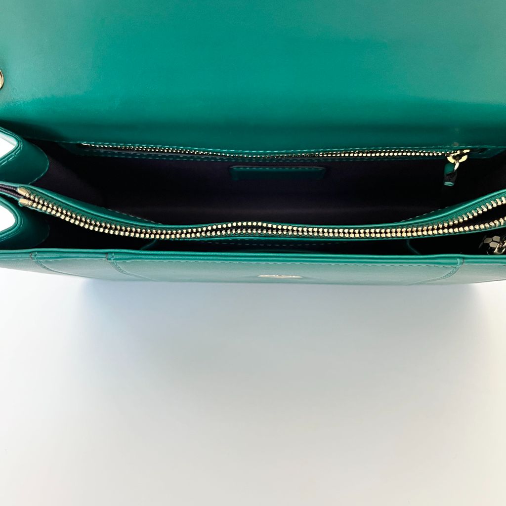 Bvlgari Emerald Green Leather Medium Serpenti Forever Shoulder Bag