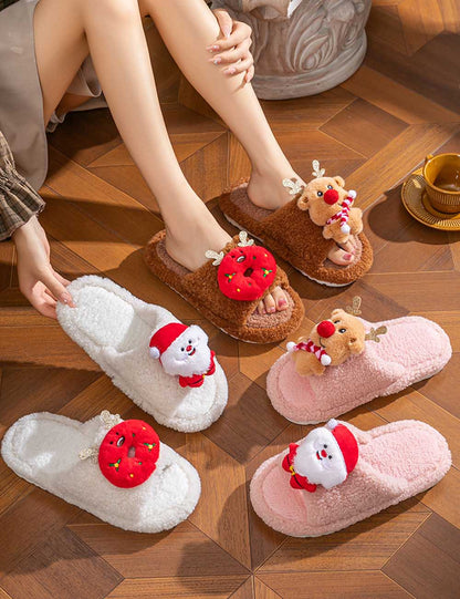 Soft Plush Fleece Open Toe Indoor Slippers