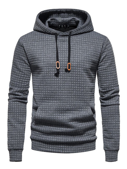 Long Sleeves Waffle Hooded Sweatshirt Tops