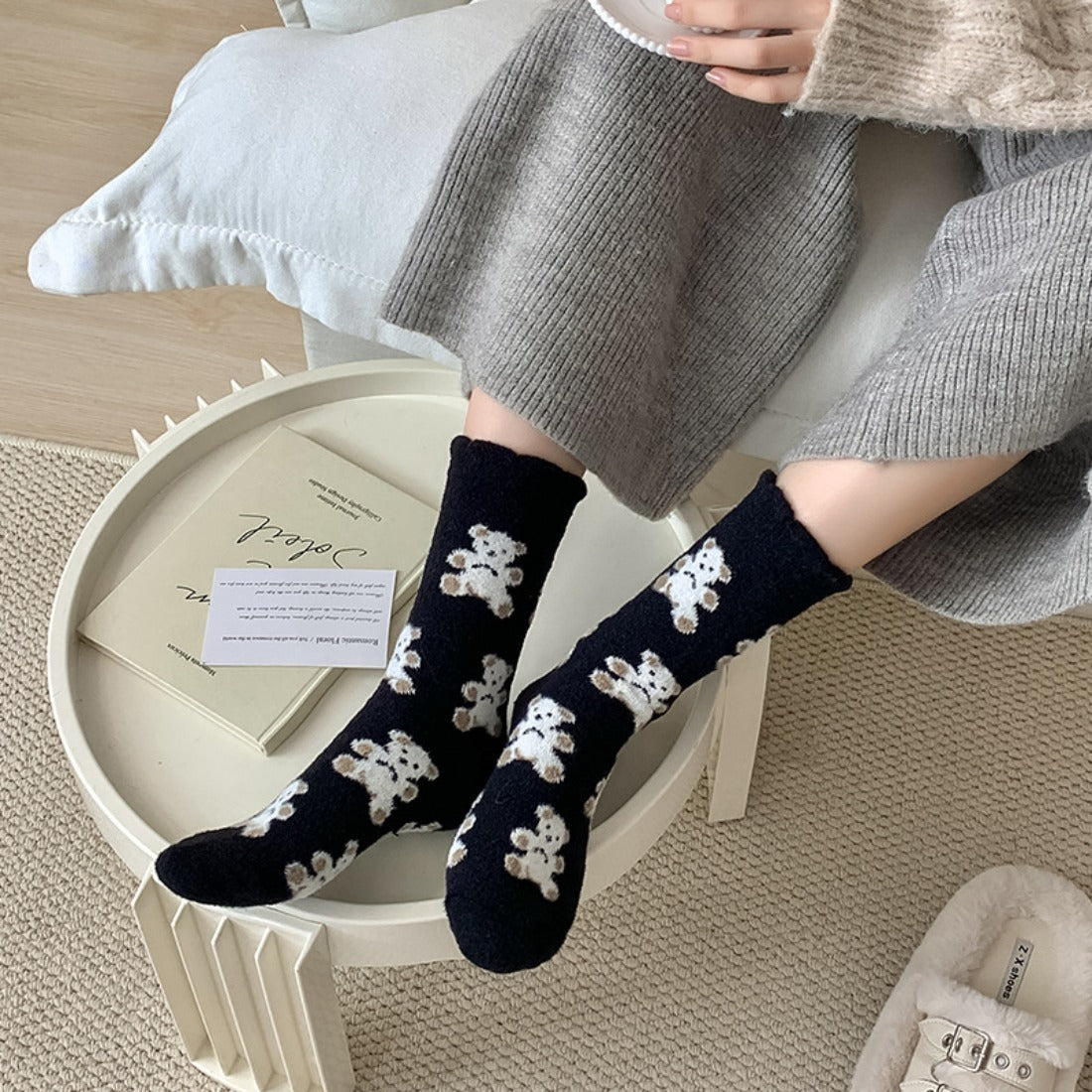 Rufia - Bear Coral Fleece Thickened Winter Socks
