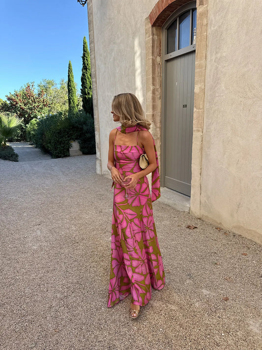 Anika Floral Print Spaghetti Strap Maxi Dress