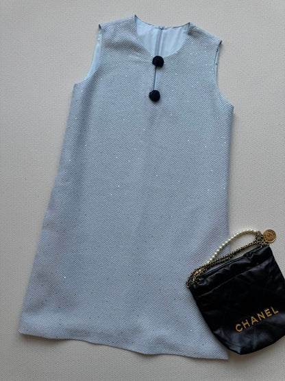 CC Sleeveless Dress Light Blue Viscose Silk Wool 352987