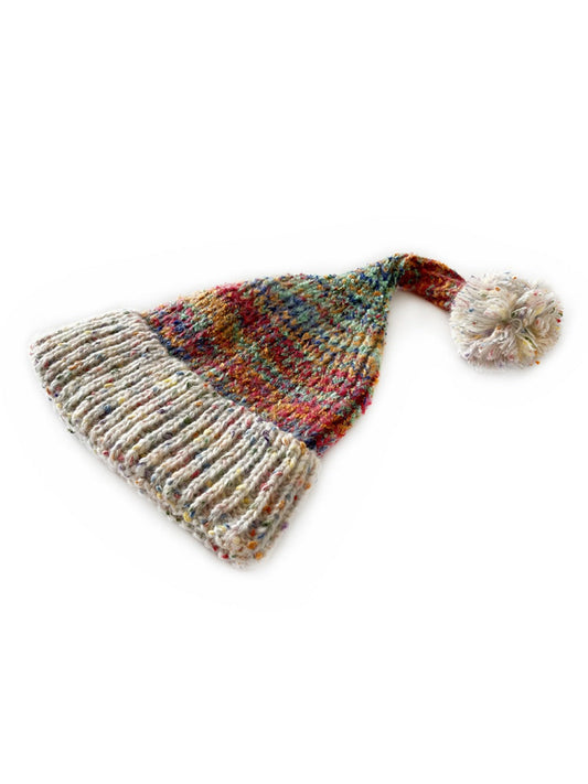 Haila - Vintage Colorful Knitted Warm Beanie with Pom-Pom