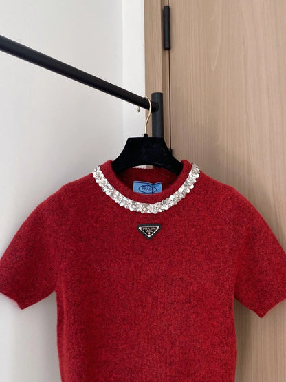 PRADA 25S SHORT-SLEEVE KNIT TOP 393