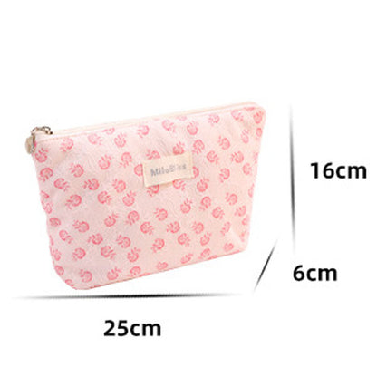 Cute Flower Print Large Capacity Cosmetic Bag