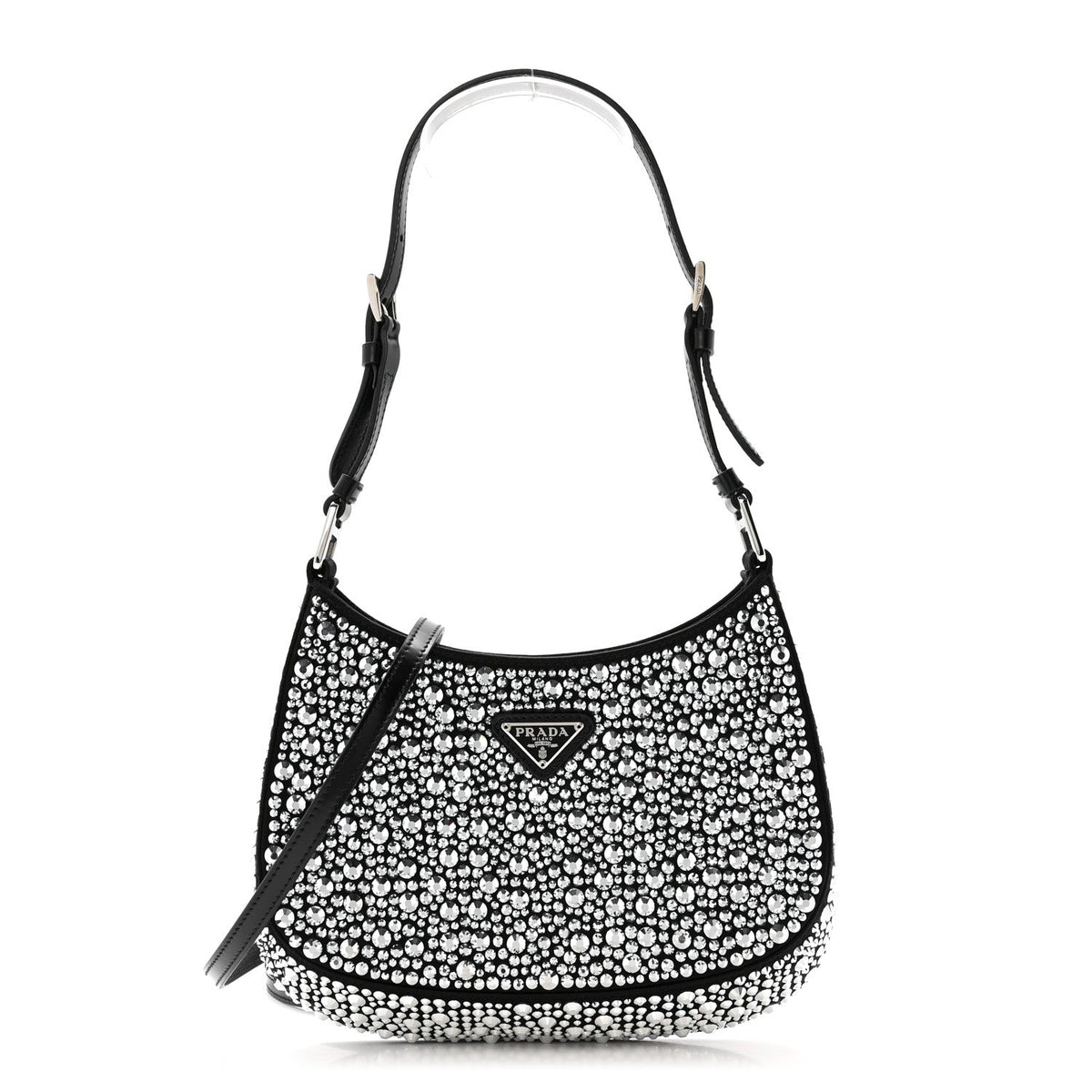 Satin Crystal Cleo Adjustable Strap Shoulder Bag Metal