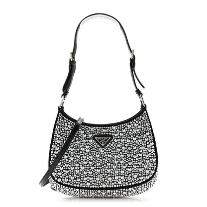 Satin Crystal Cleo Adjustable Strap Shoulder Bag Metal