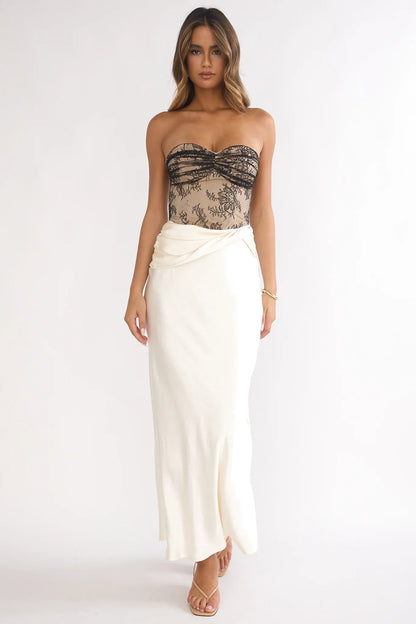 Valoria Lace Bodice Maxi Dress Oyster
