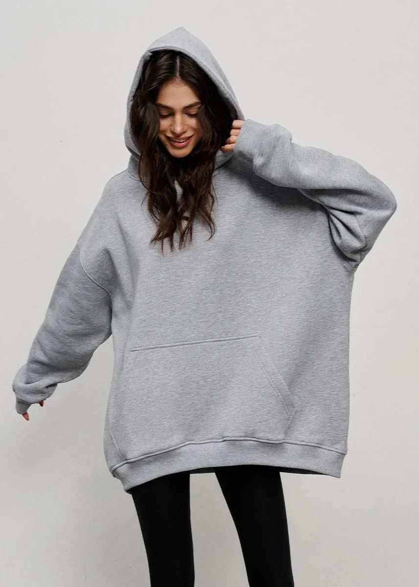 Oversized Polar Fleece Hoodie With Kangaroo Pocket