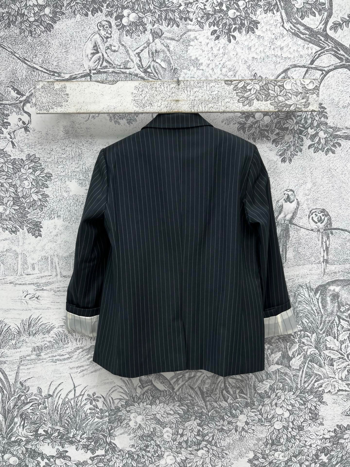 Prada 25 Striped Suit Jacket Black cotton