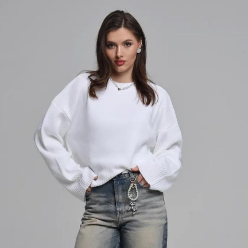 Solid Color Long Sleeve Knit Sweater