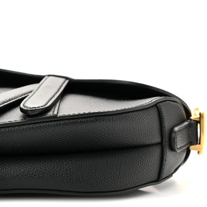 Grained Calfskin Mini Saddle Bag Black