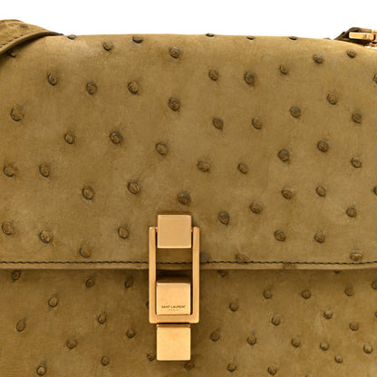 Ostrich Carre Satchel Green