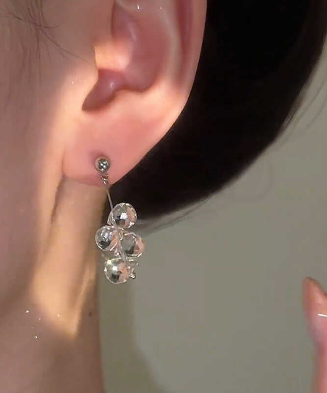 Fine Silk Copper Crystal Ball Tassel Drop Earrings