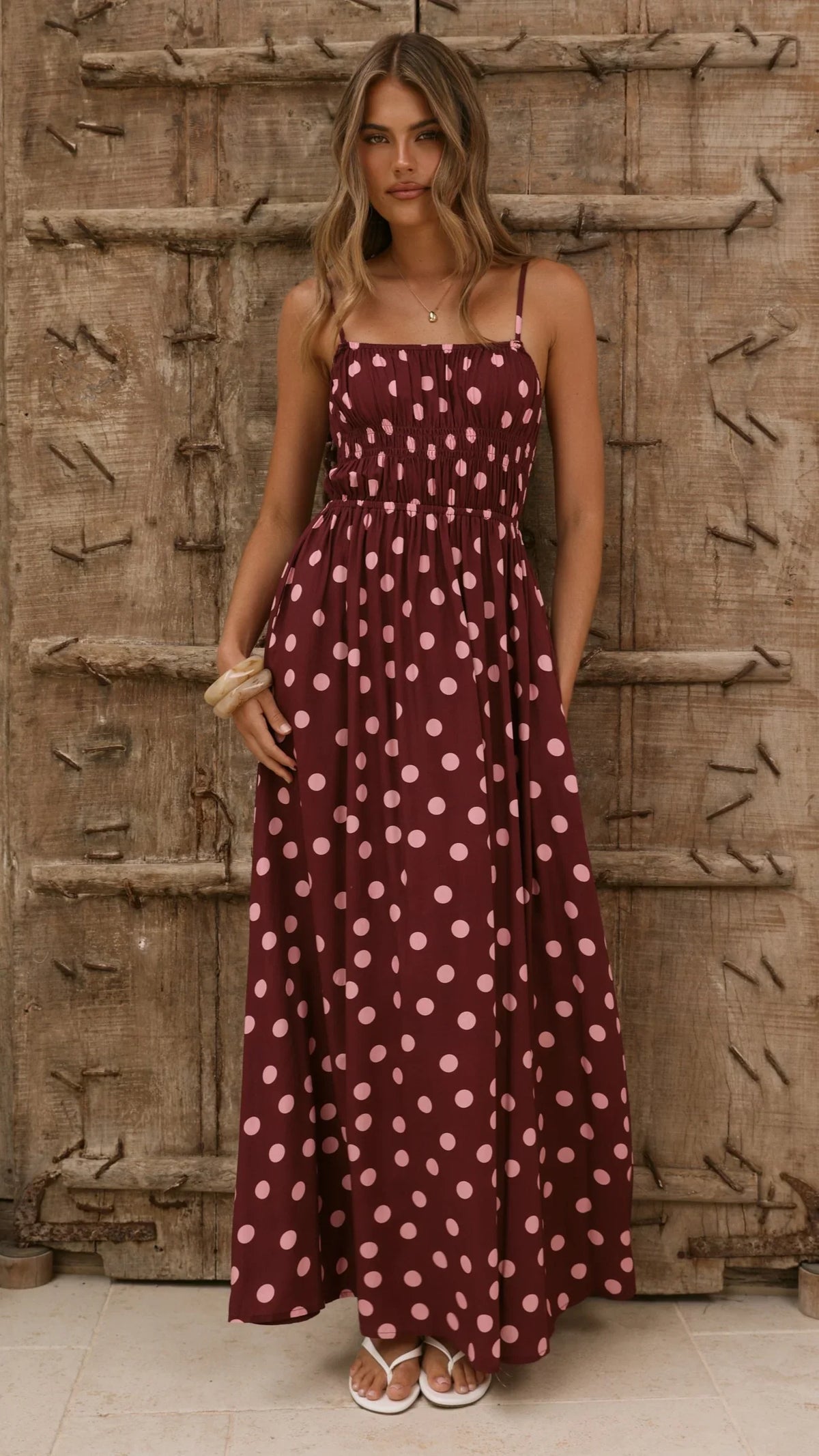Solare Maxi Dress - Merlo/Marshmallow