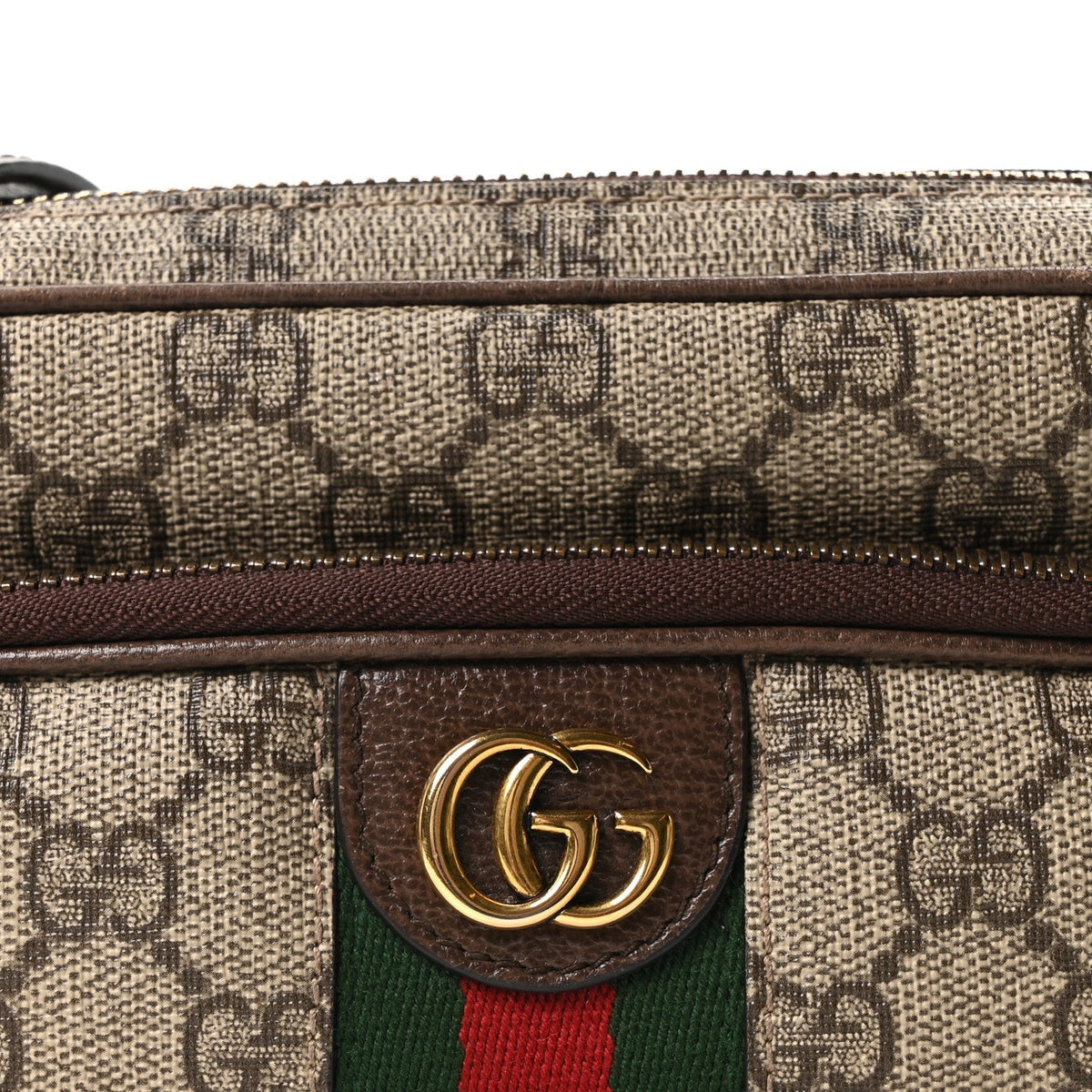 GG Supreme Monogram Textured Dollar Calfskin Web Mini Ophidia Convertible Shoulder Bag Beige Ebony New Acero