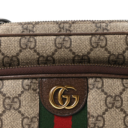 GG Supreme Monogram Textured Dollar Calfskin Web Mini Ophidia Convertible Shoulder Bag Beige Ebony New Acero