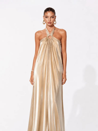 Mila Elegant Loose Halter-Neck Maxi Dress