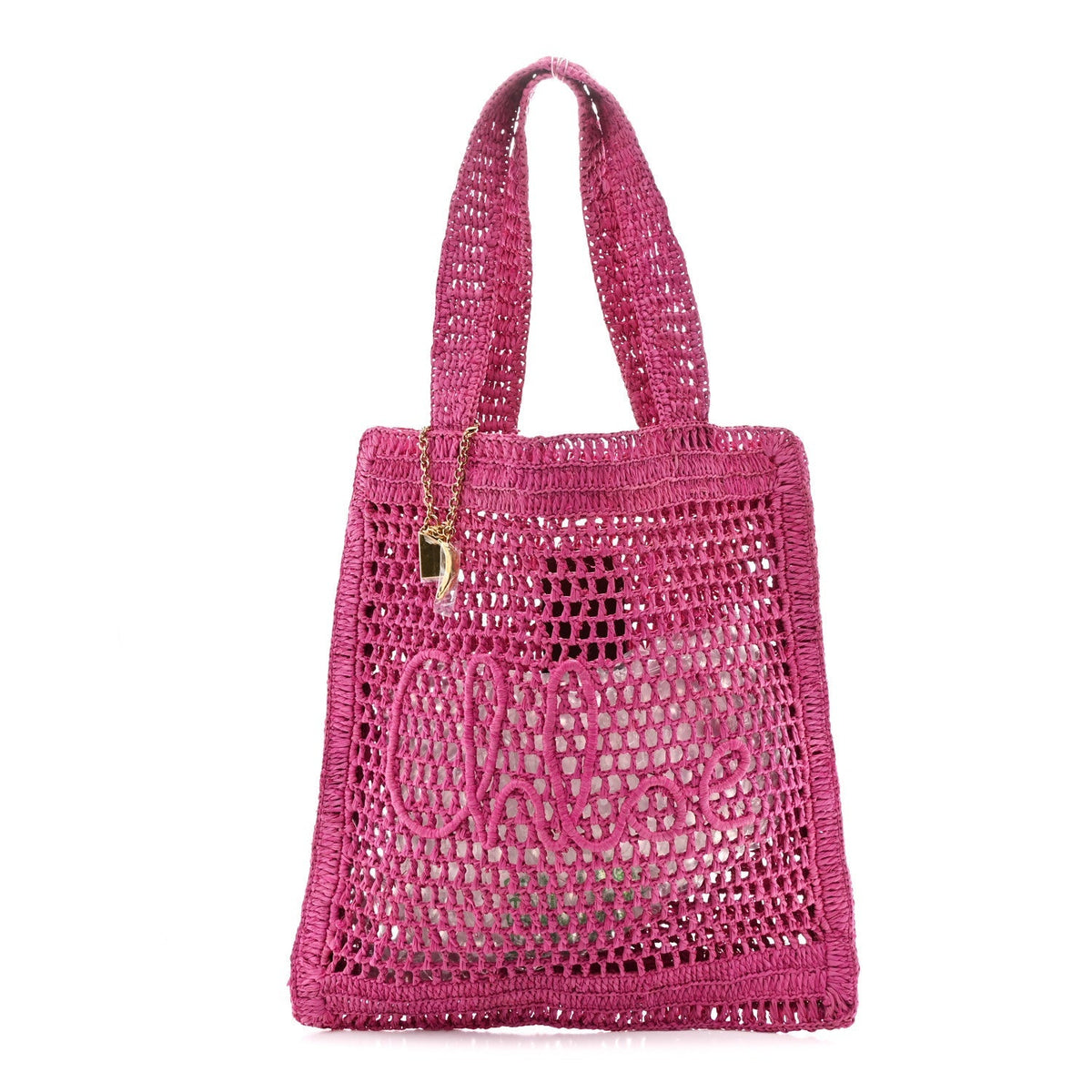 Raffia Summer Banana Tote Fuchsia Rose
