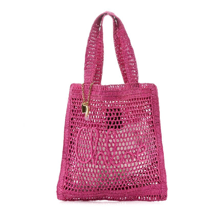 Raffia Summer Banana Tote Fuchsia Rose