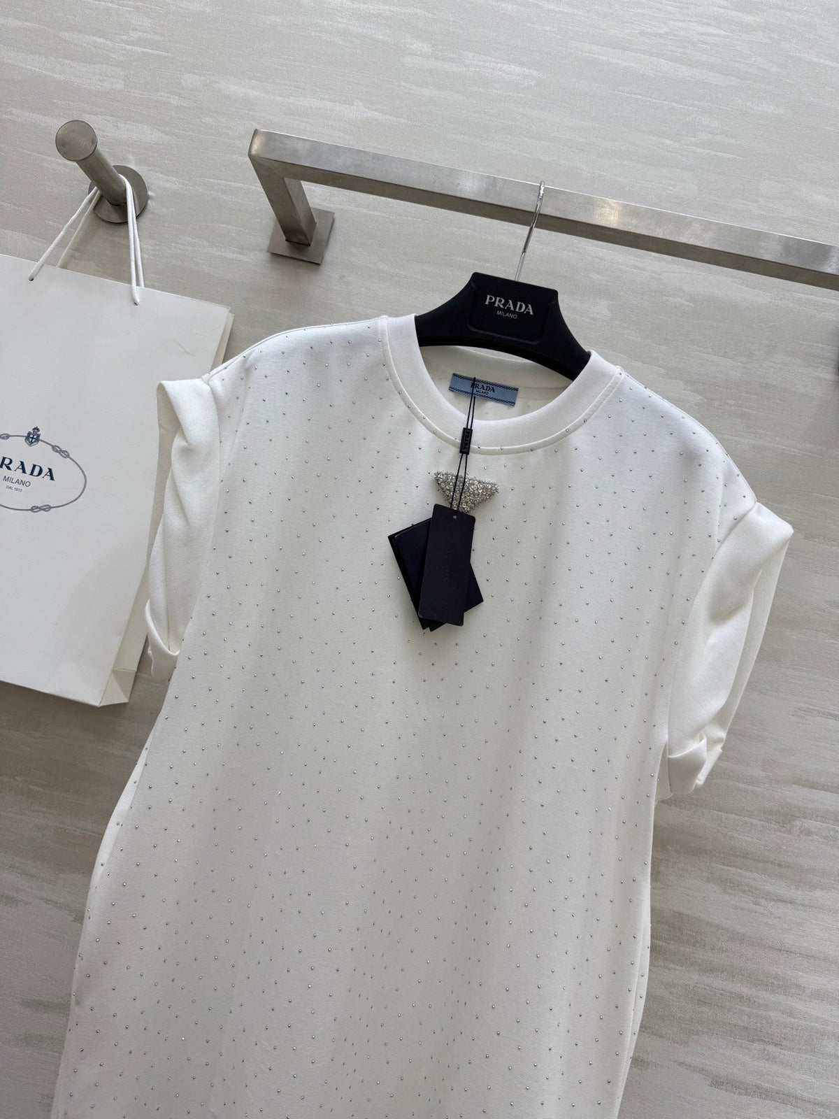 Prada 25 Diamond Dress White Cotton