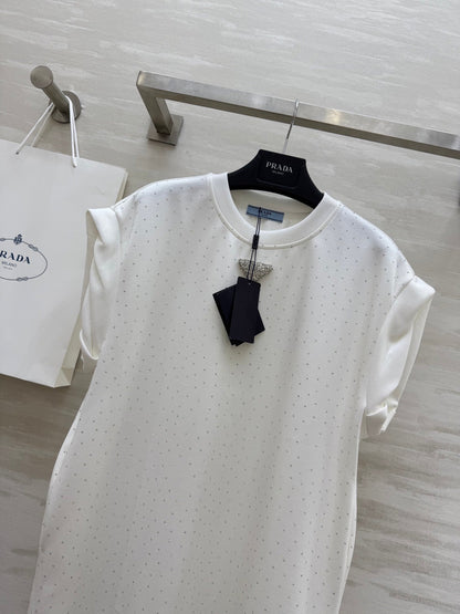 Prada 25 Diamond Dress White Cotton