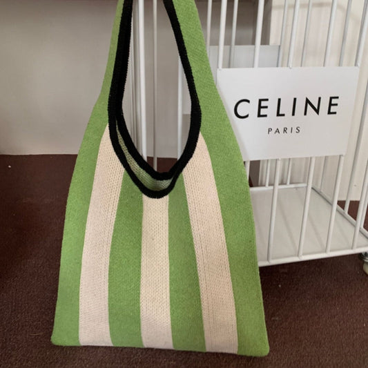 Crochet Tote Bag Niche Striped Shoulder Bag