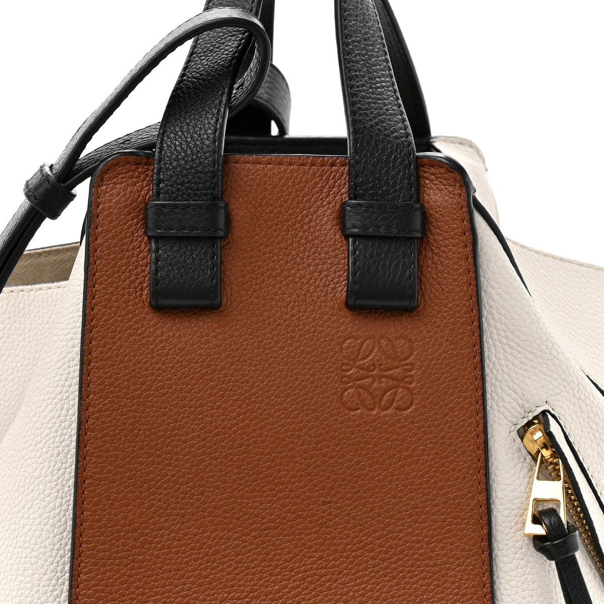 Calfskin Small Hammock Shoulder Bag Tan Ivory Black