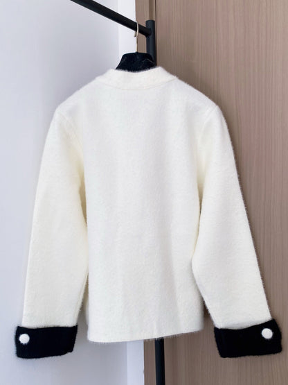 Chanel 2025 Cardigan Black and White Wool 331291