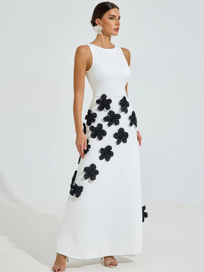 Emily Noir Blossom Maxi Dress In White