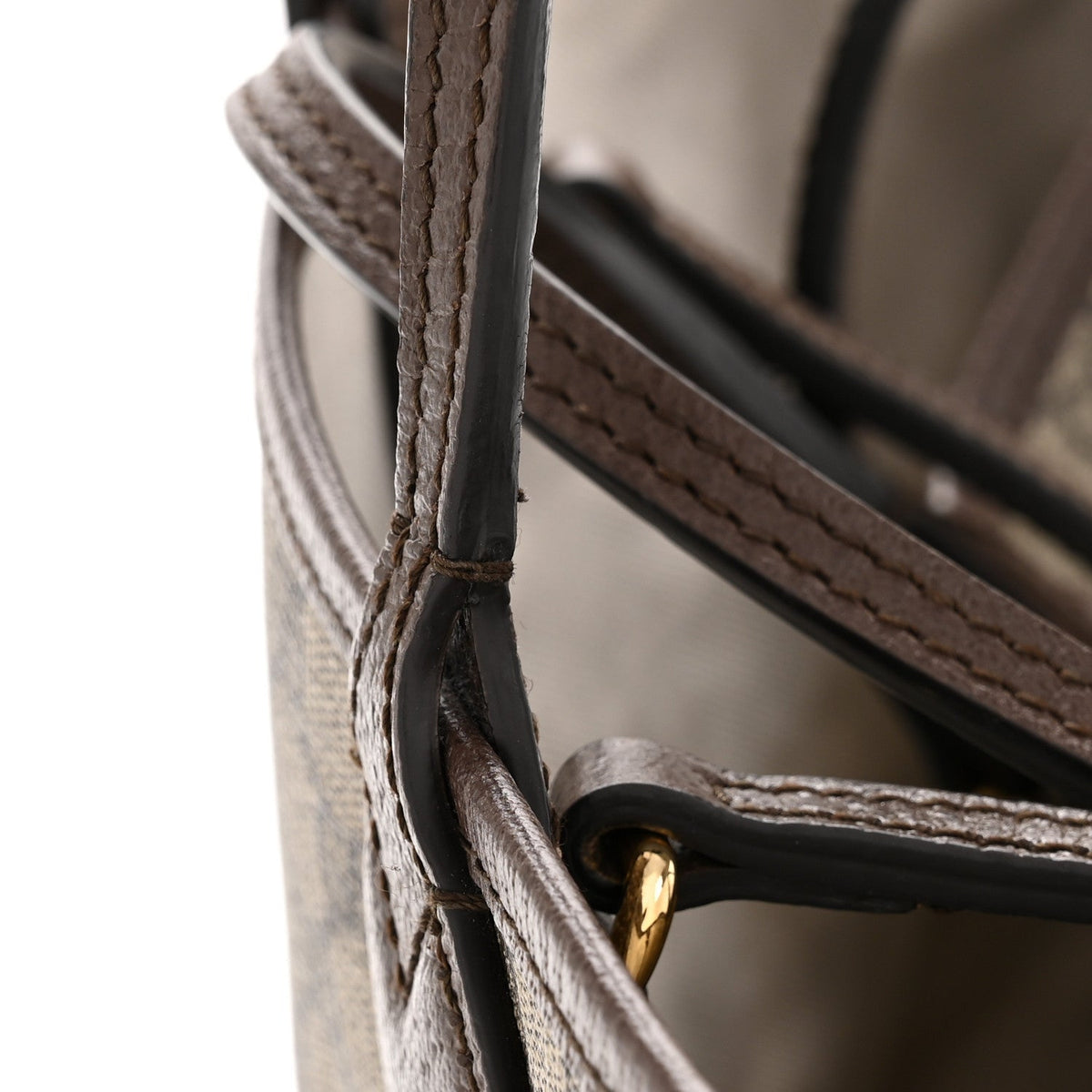 GG Supreme Monogram Textured Calfskin Medium Ophidia Shoulder Tote Bag Beige Ebony New Acero