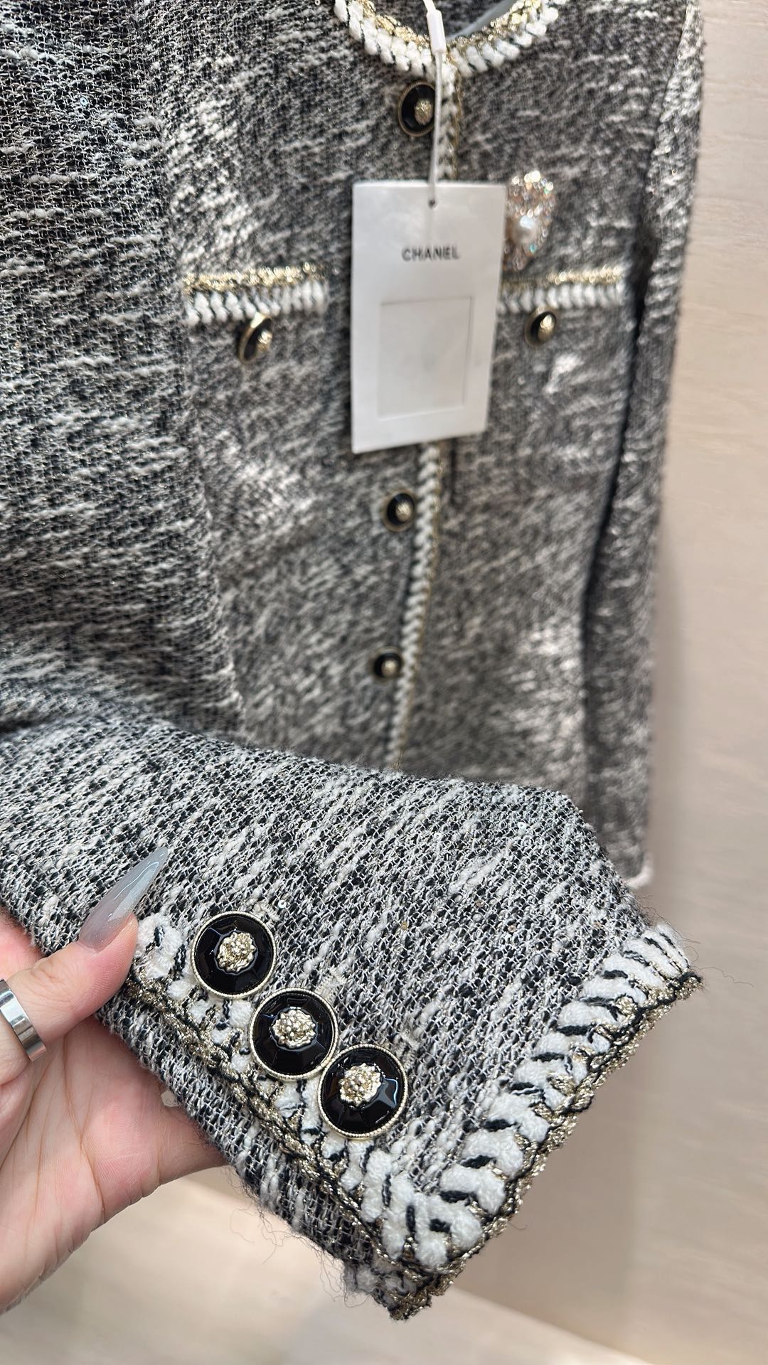 CHANEL CLASSIC ELEGANCE JACKET GRAY IN TWEED