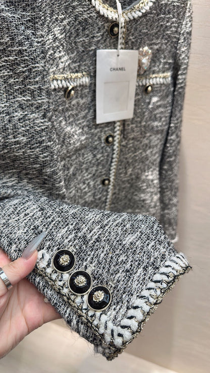 CHANEL CLASSIC ELEGANCE JACKET GRAY IN TWEED