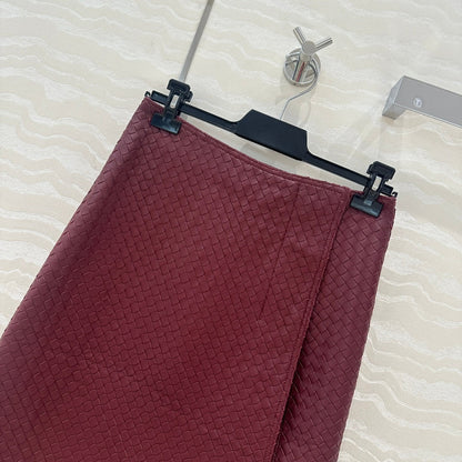 BV Skirt in Burgundy Lambskin