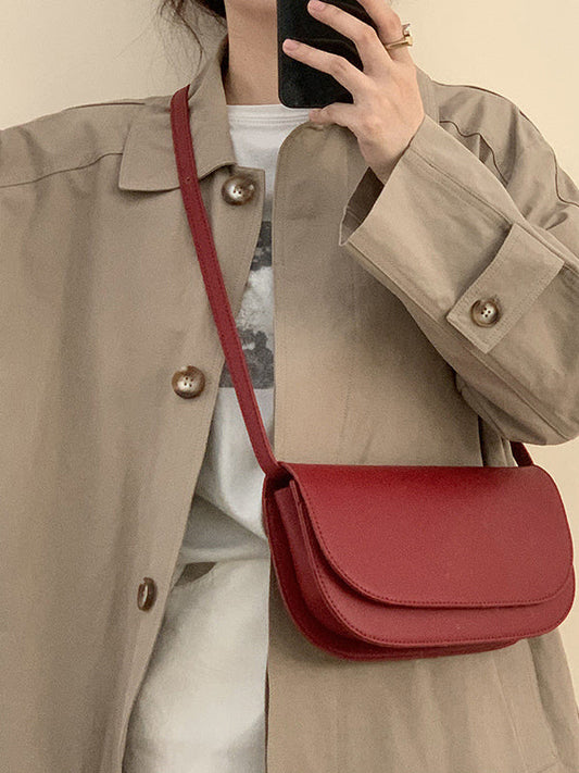 Urban PU Split-Joint Burgundy Shoulder Bag