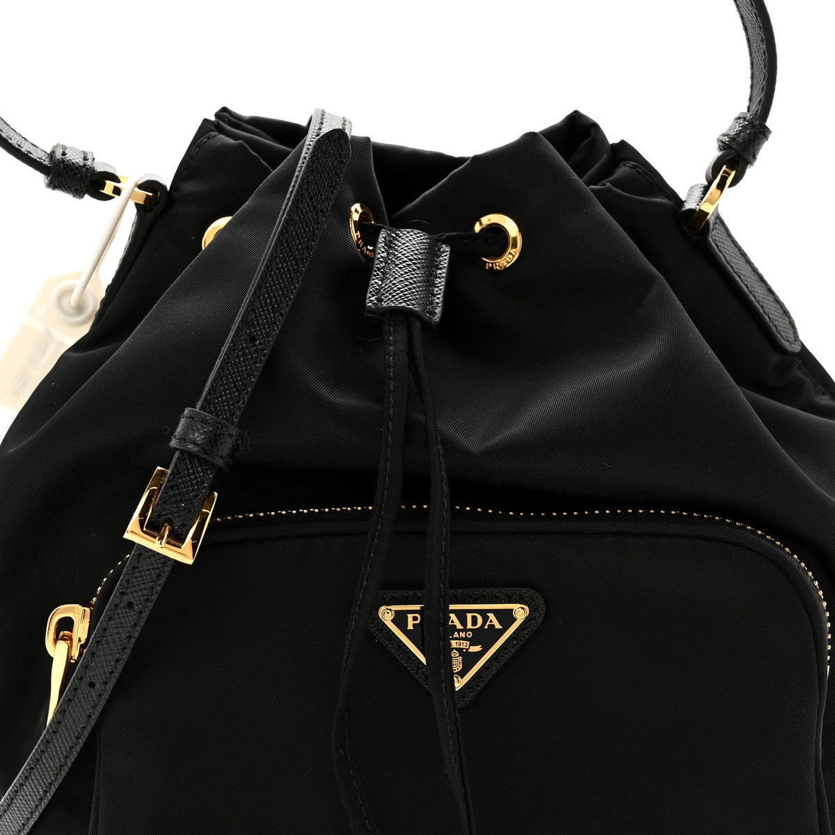 Re-Nylon Duet Drawstring Shoulder Bag Black