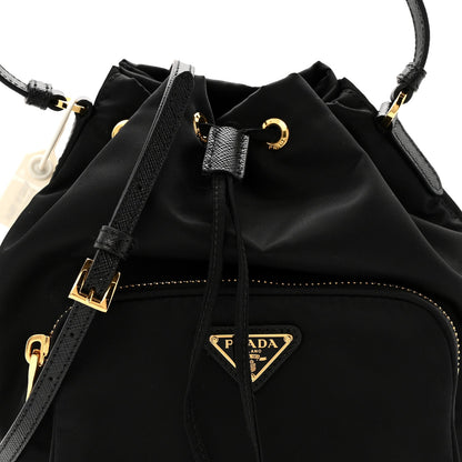 Re-Nylon Duet Drawstring Shoulder Bag Black