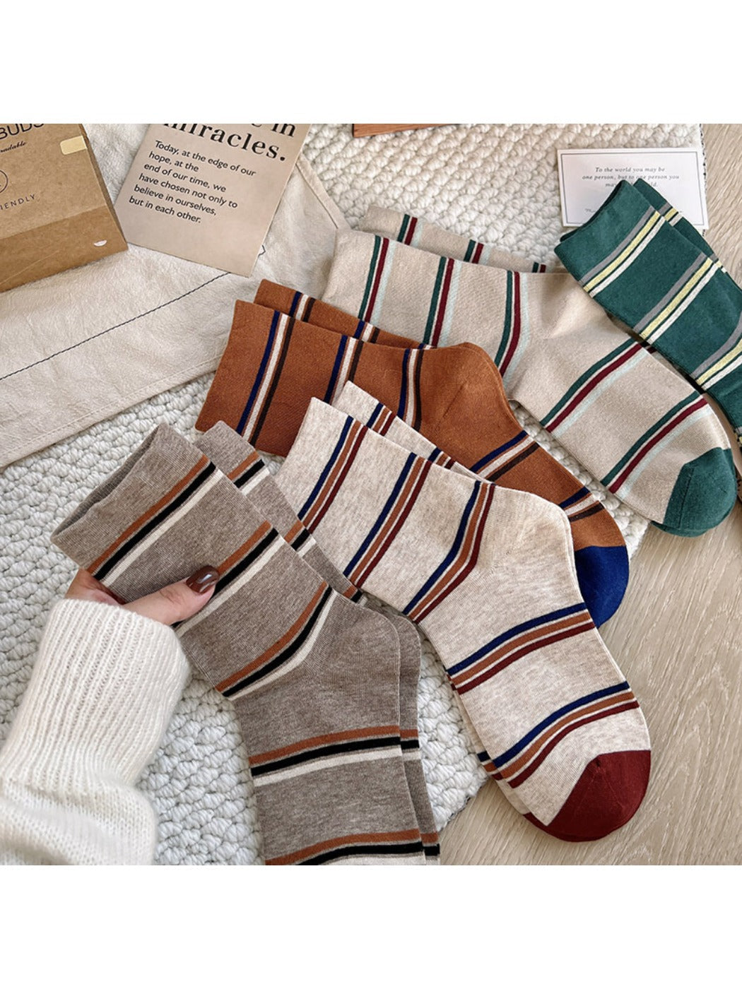 Rufia - Striped Mid-calf Capsule Socks for Women