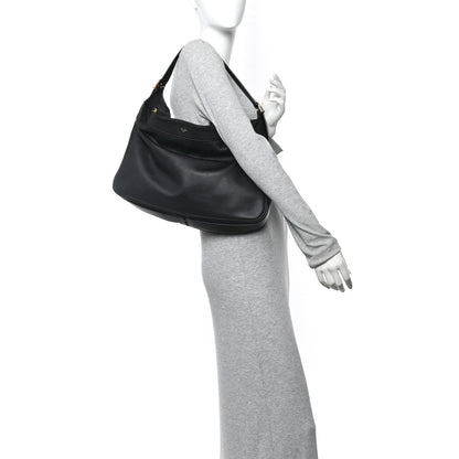 Supple Calfskin Large Romy Shoulder Bag Black