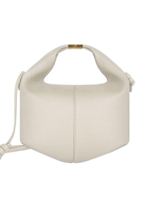 Cowhide Leather Shoulder Messenger Bag With Lychee Pattern