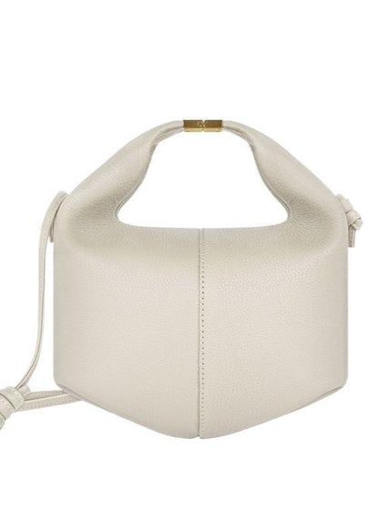 Cowhide Leather Shoulder Messenger Bag With Lychee Pattern