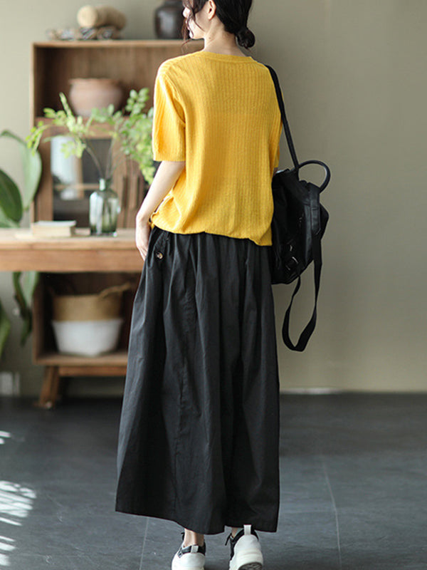 Vintage Casual Loose Ramie Cotton Wide Leg Pants