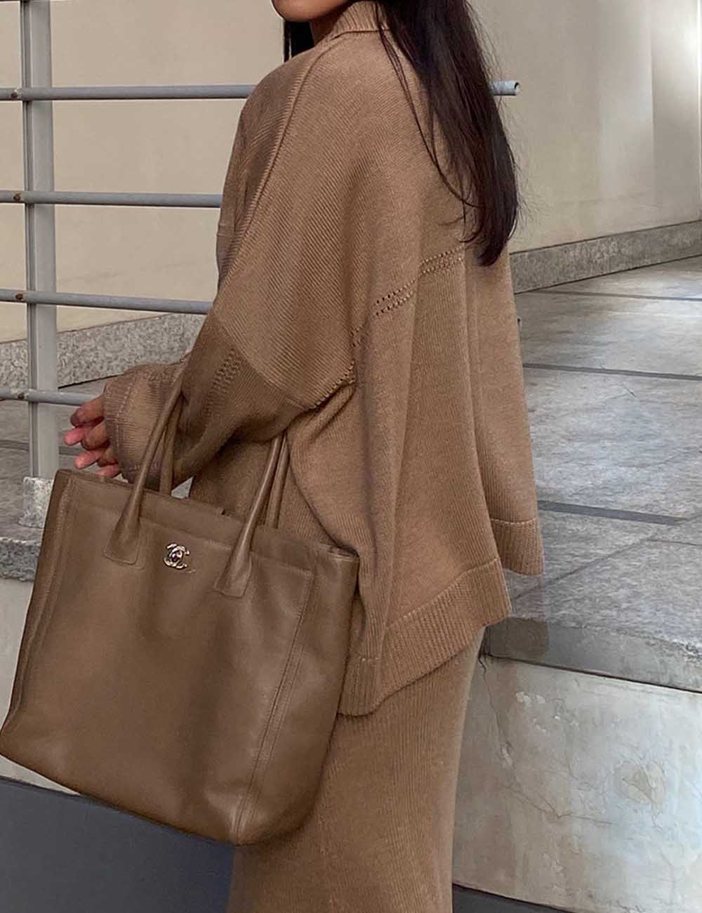 2 Pcs Trendy Knit V-Neck Sweater Maxi Skirt Set