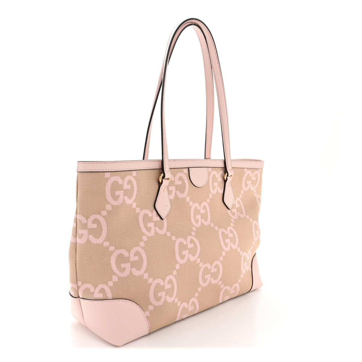 Monogram Jumbo GG Textured Dollar Calfskin Medium Ophidia Shopping Tote Beige Perfect Pink